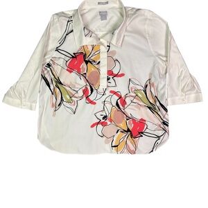 Chico’s Chic Stretch Size 16/18P 3/4 Sleeve Pullover Floral Print Tunic Top